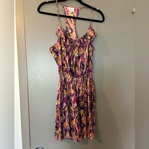 Parker Floral Mini Dress with Spaghetti Straps and Ruffle